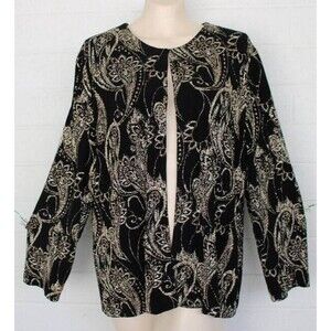 Alex Evenings XXL Gold Silver Trimmed Paisley 2 Piece Tank Jacket Set